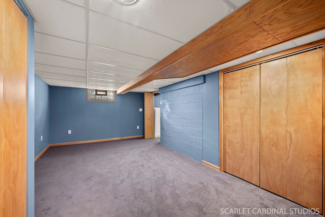 basement with carpet floors