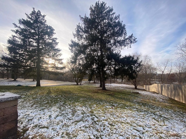 view of yard at dusk