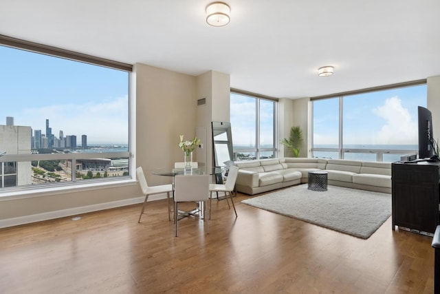 living room with hardwood / wood-style flooring