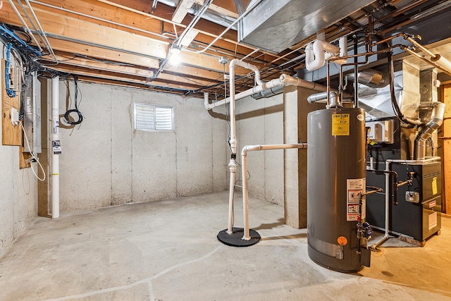 basement with gas water heater