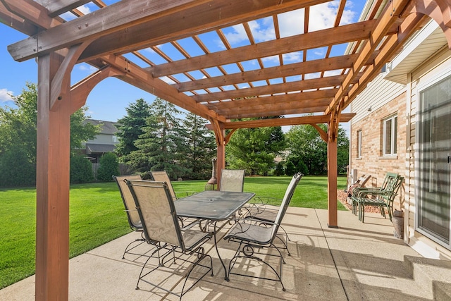 view of patio / terrace featuring outdoor dining space and a pergola