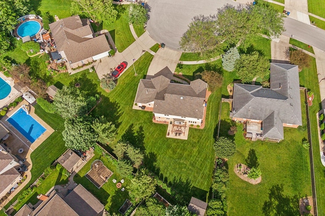 drone / aerial view with a residential view