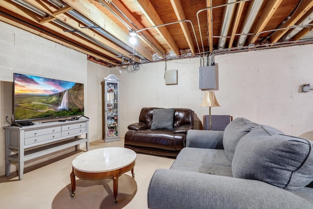 living room featuring electric panel