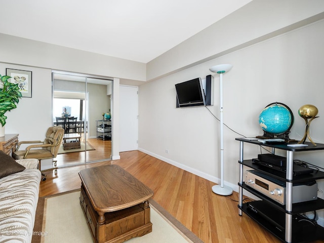 living room with hardwood / wood-style floors