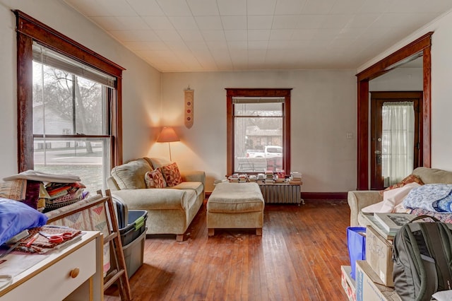 sitting room with hardwood / wood-style flooring