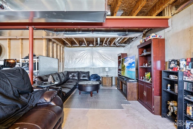 living room featuring concrete flooring