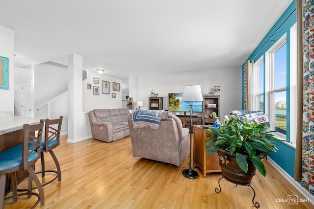 living room featuring light hardwood / wood-style flooring