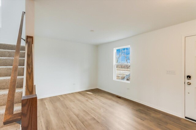 interior space with light hardwood / wood-style floors