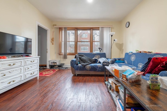 living room featuring dark hardwood / wood-style floors