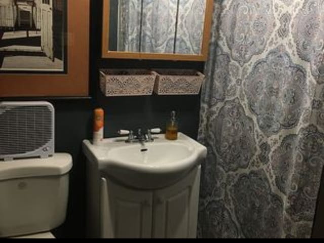 bathroom featuring vanity and toilet