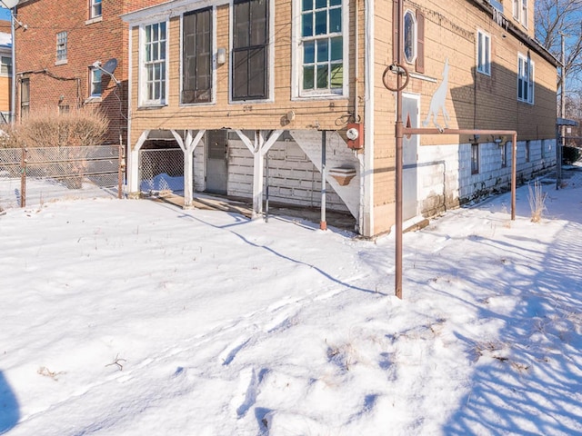 view of snow covered exterior