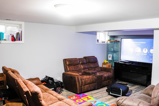 living room featuring light hardwood / wood-style floors