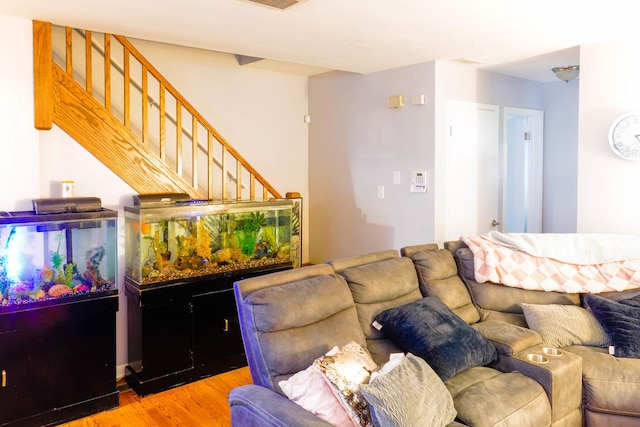 living room with hardwood / wood-style flooring