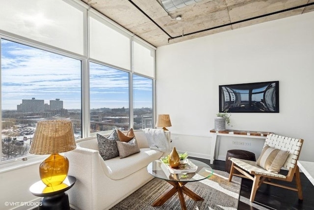 living room with hardwood / wood-style floors