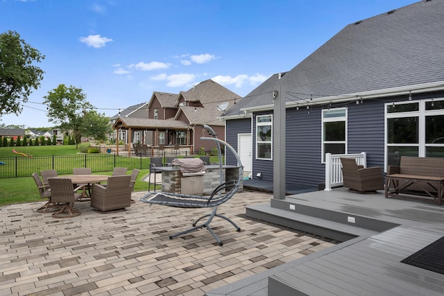 view of patio featuring a wooden deck