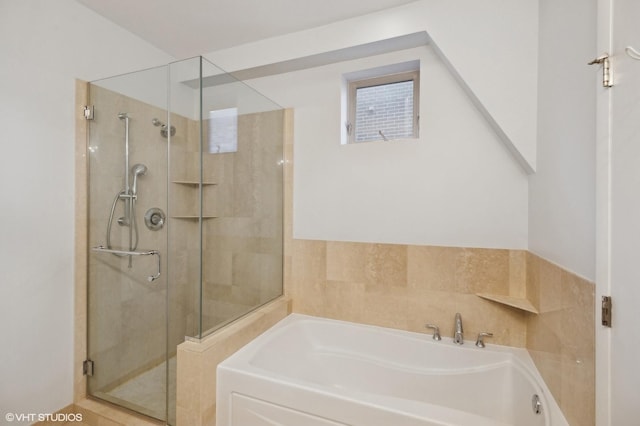 bathroom with plus walk in shower