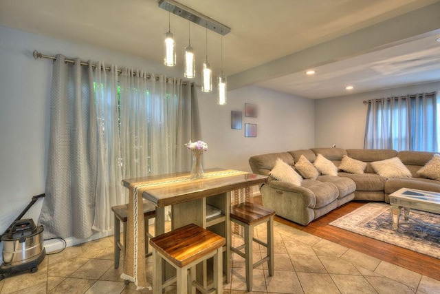 view of tiled living room