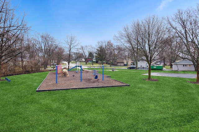 view of play area with a yard