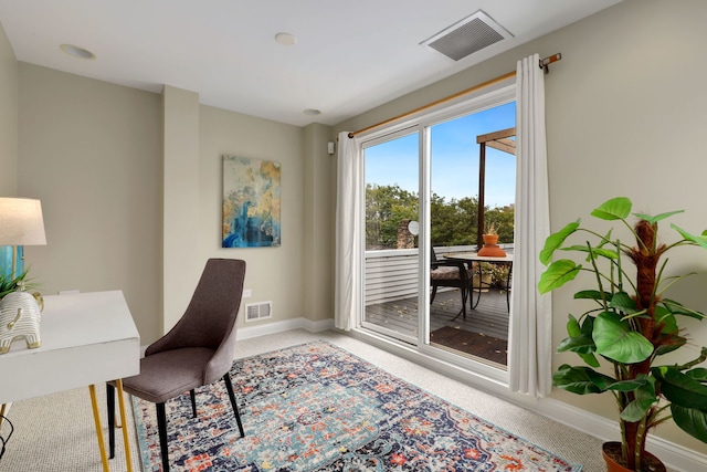 view of carpeted office