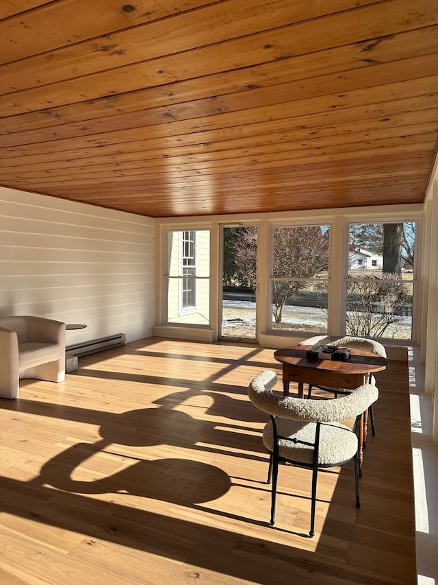 sunroom / solarium with wood ceiling