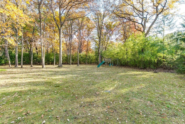 view of yard featuring a playground