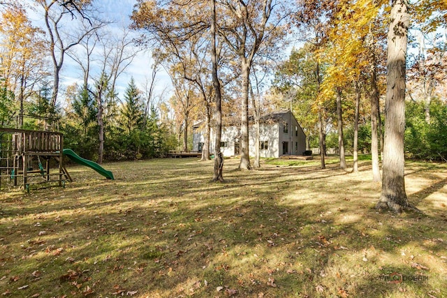 view of yard with a playground