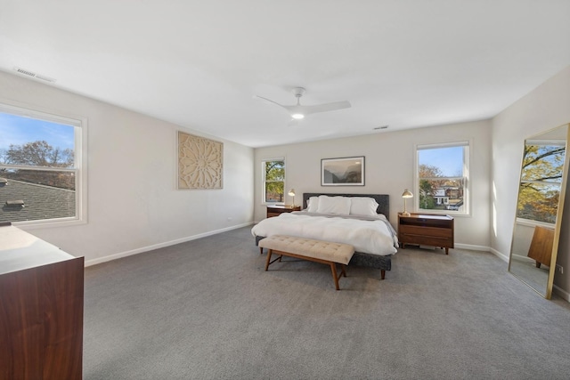 bedroom with carpet and ceiling fan