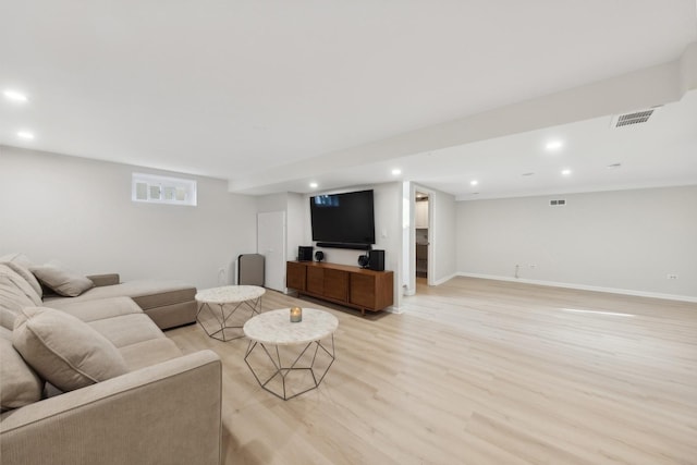 living room featuring light hardwood / wood-style floors