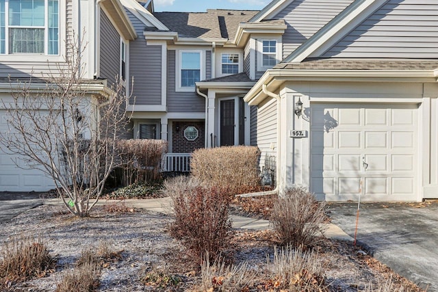 property entrance with a garage