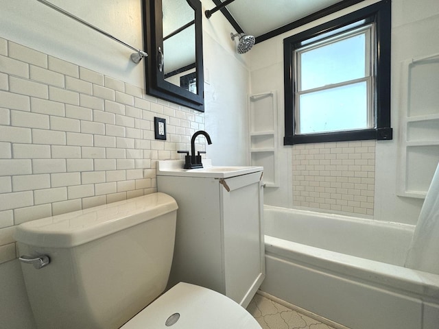 bathroom featuring sink, tile walls, and shower / bathtub combination with curtain