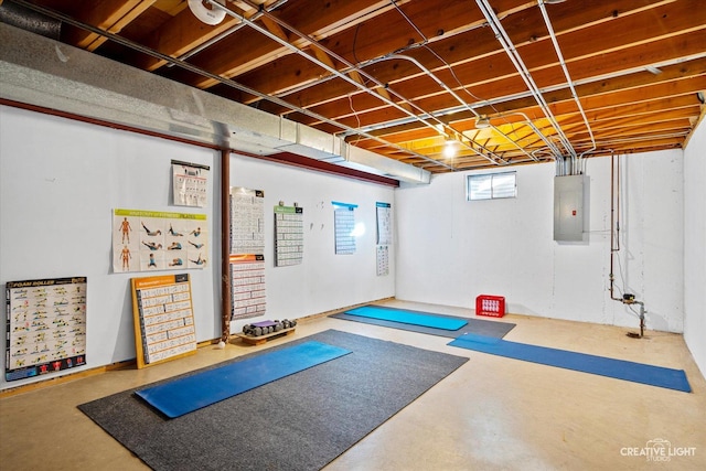 exercise area featuring electric panel