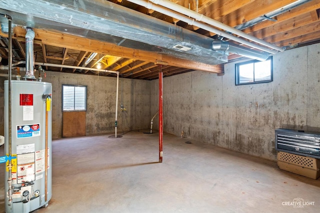 basement with water heater