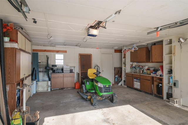 garage with a garage door opener