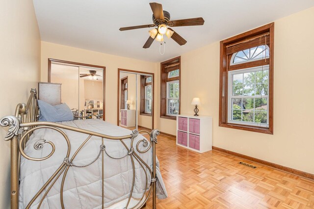 2921 Autumn Dr, Woodridge, IL 60517 - bedroom with two closets and ceiling fan