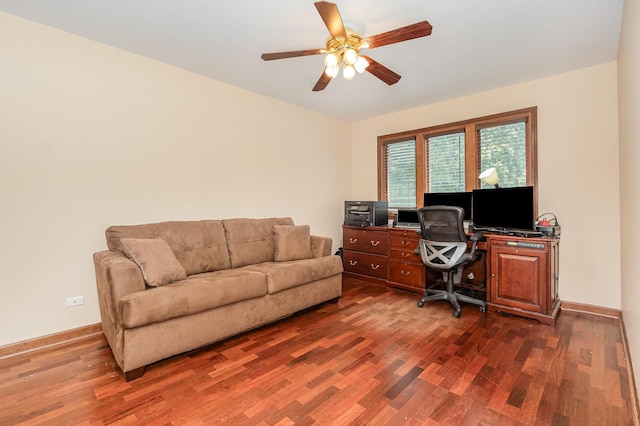 2921 Autumn Dr, Woodridge, IL 60517 - office with dark wood finished floors and ceiling fan