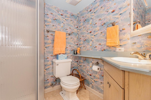2921 Autumn Dr, Woodridge, IL 60517 - bathroom featuring tile patterned flooring, vanity, and wallpapered walls