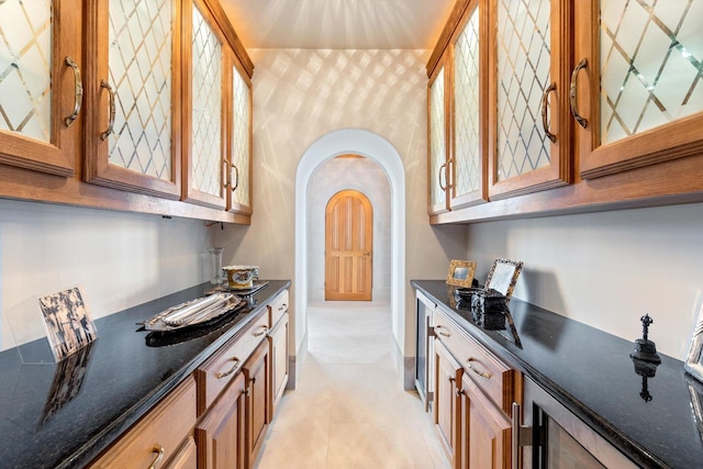 kitchen with light tile patterned floors