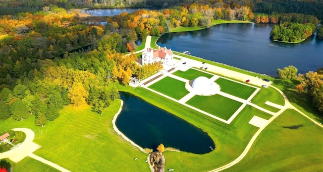 bird's eye view featuring a water view