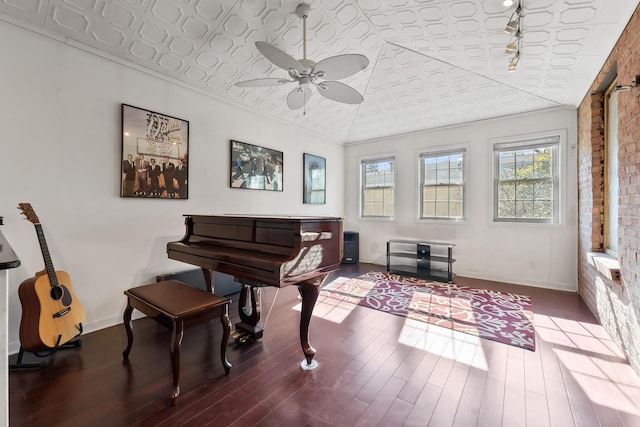 miscellaneous room featuring hardwood / wood-style flooring and ceiling fan