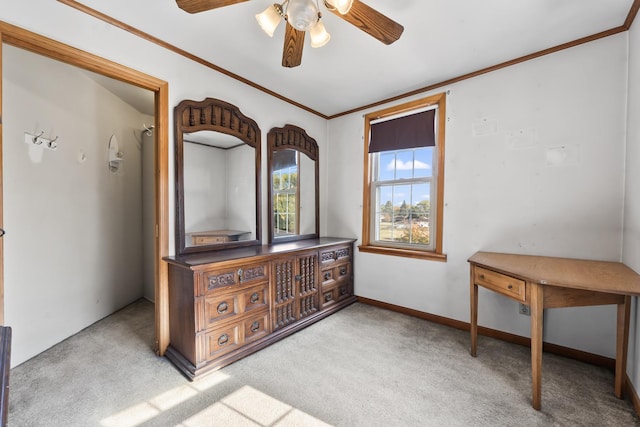 interior space with ceiling fan