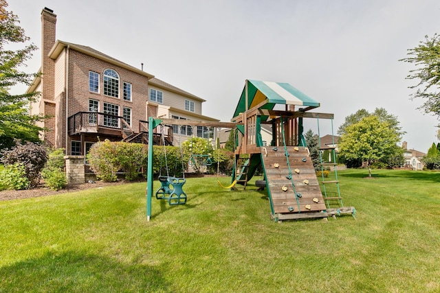 view of play area featuring a yard