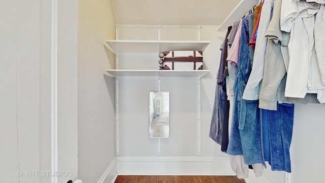 walk in closet featuring hardwood / wood-style flooring