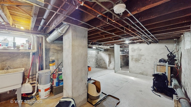 basement with sink