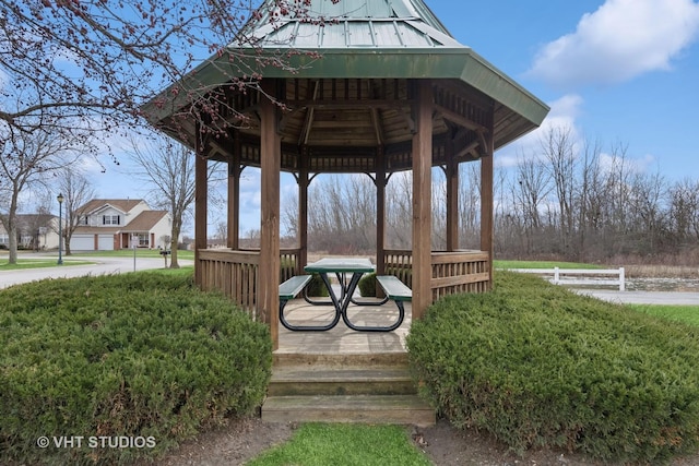 exterior space featuring a gazebo