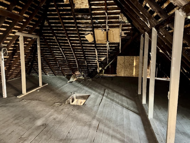 view of unfinished attic