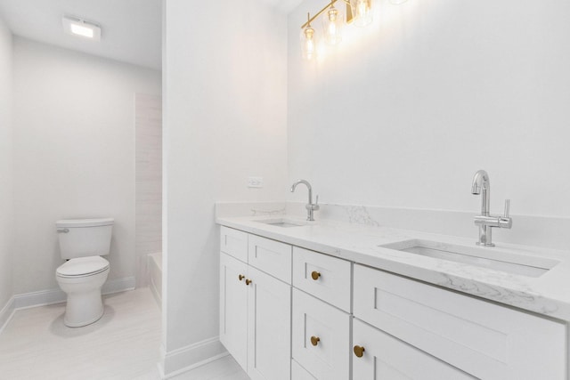 full bathroom featuring vanity, toilet, and tub / shower combination