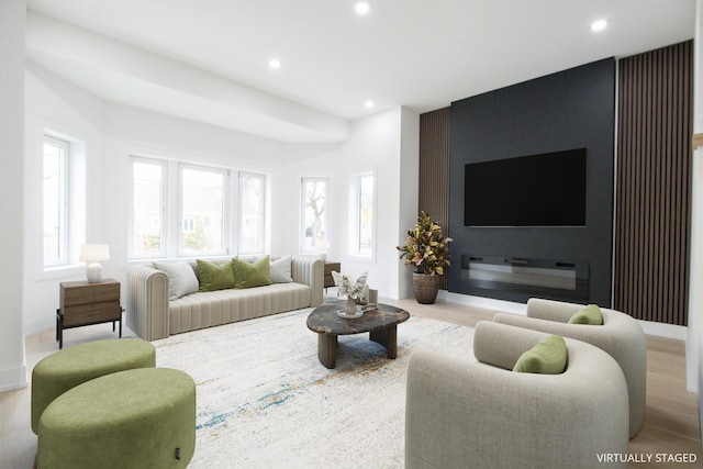 living room featuring light wood-type flooring