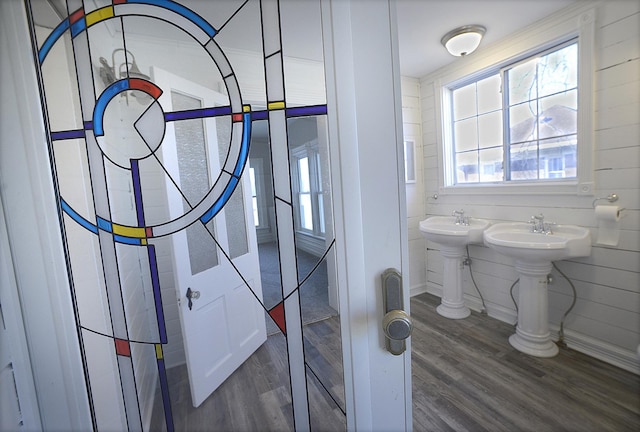 bathroom featuring wood-type flooring