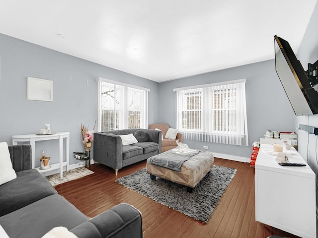 living room featuring dark hardwood / wood-style flooring