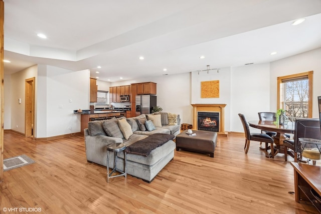 living room featuring light hardwood / wood-style flooring